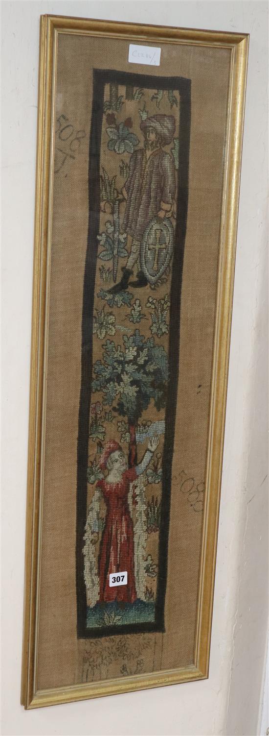 A figurative woolwork panel